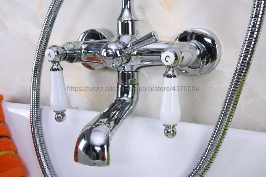 Настенный кран для ванной полированный хромированный раковины телефонный стиль