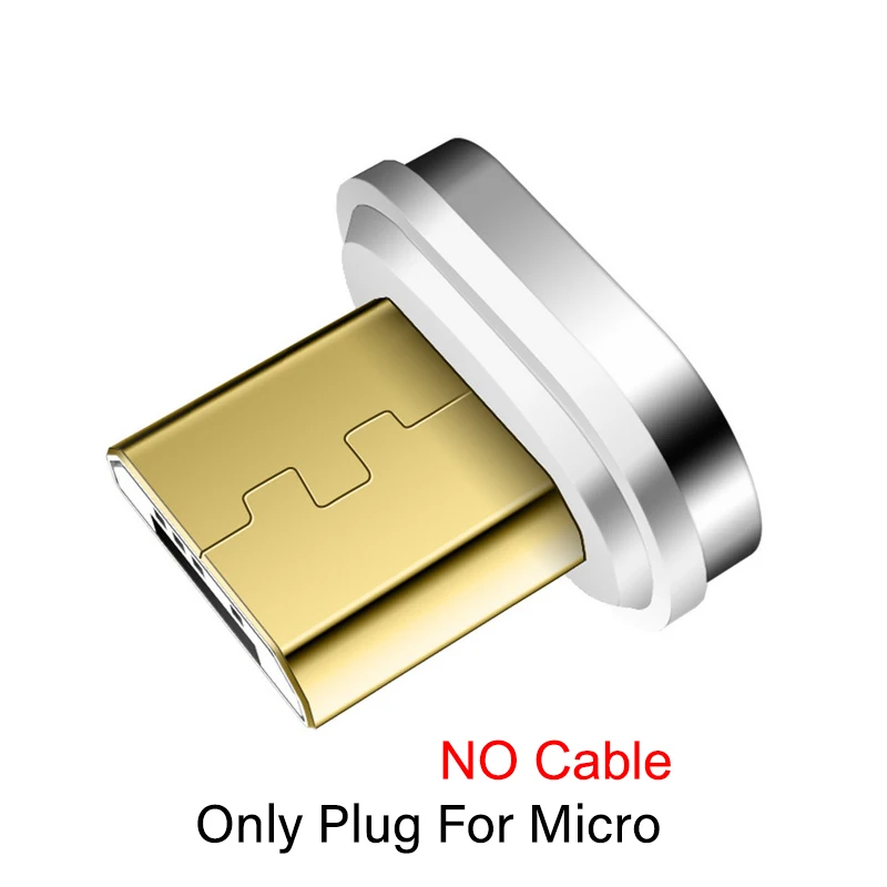 Only Plug For Micro Магнитный кабель Micro usb type C для iPhone Lighting Cable 1 M 3A провод для быстрого заряда type-C Usb магнитное зарядное устройство кабели для мобильных телефонов - Цвет: Only Plug For Micro