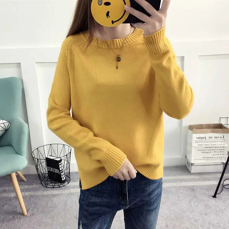 Women Basic Knitted O Neck Sweater Female Solid Pullovers Warm 2018 New Arrival Spring Autumn Winter Long Sleeve | Женская одежда
