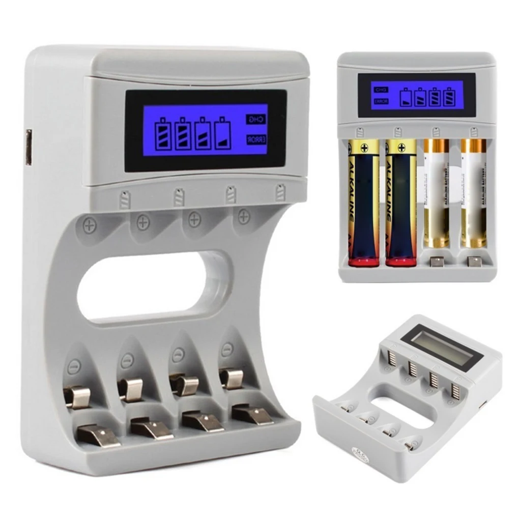 USB 4 слота светодиодный дисплей зарядное устройство AA/AAA Универсальный