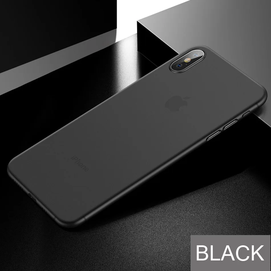 Ультратонкий матовый чехол 0,26 мм для айфон IPhone 7 8 6 6s XR XS Max X чехол для IPhone XS XR X 6 7 8 Plus противоударный Cas - Цвет: Black