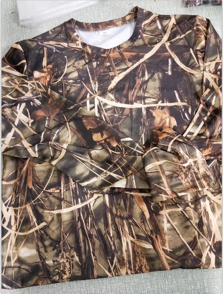 Reed Camo Мужская футболка с длинными рукавами на весну и осень, бионический камуфляж, тактические топы, охотничьи скалолазание, быстросохнущая дышащая одежда - Цвет: Reed Camo