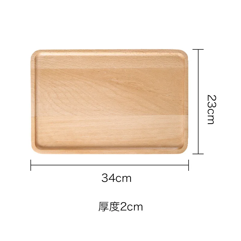 L23 W34 H2cm Бук деревянный поднос, нордическое украшение, домашний поднос, противень для выпечки, многофункциональные поддоны для хранения еды/фруктов/чая, деревянный поднос для чая - Цвет: L23 W34 H2cm