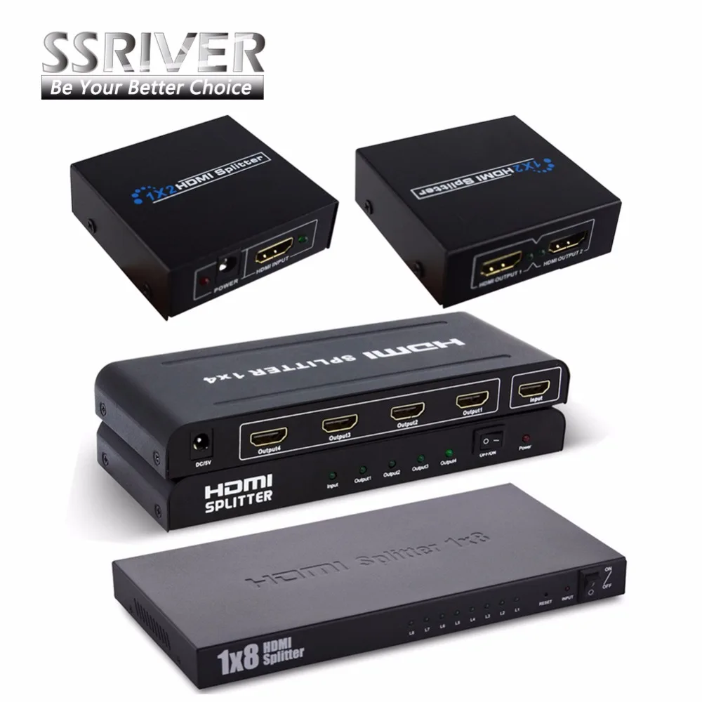 SSRIVER HDMI 1x2 1x4 1x8 1080 P сплиттер усилители домашние коммутатор 1 в 2 Выход конвертер