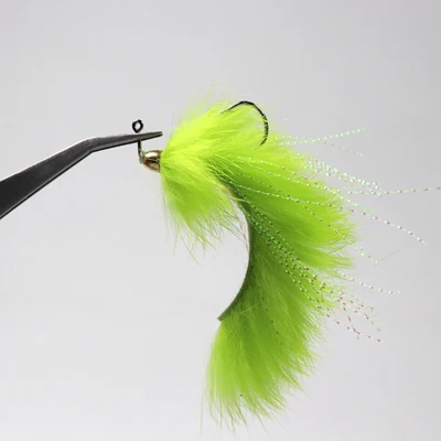 Bimoo 4 шт. Размер 1/0 бас Щука медь Beadhead нахлыстом стримеры белый Chartreuse черный - Цвет: Chartreuse 4PCS