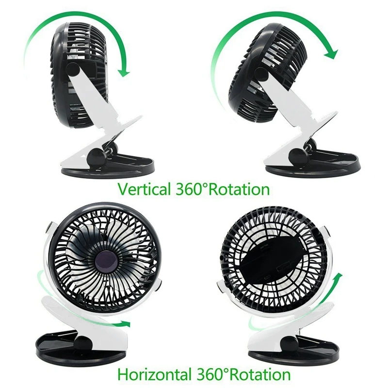Мини вентилятор с USB портом зажим Настольный бесшумный 360 градусов вращающийся