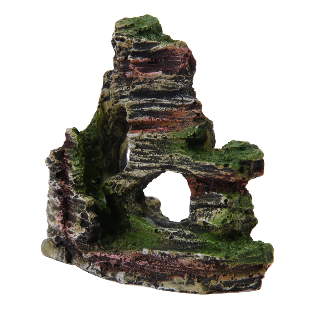 Аквариум с видом на горы Rockery прячущаяся пещера дерево аквариумное украшение