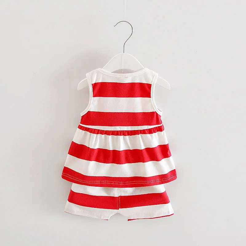 BibiCola/летние комплекты одежды для маленьких девочек Полосатая юбка Топы +