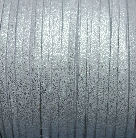 

Free Ship 100 Meters 5mm x 1.5 mm Metallic Silver Faux Leather Suede Leather cord lace leather cord