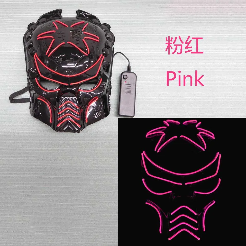 Pink Хэллоуин СВЕТОДИОДНЫЙ Световой Маска EL маска Хищник Косплэй костюм к Хэллоуину - Цвет: Pink