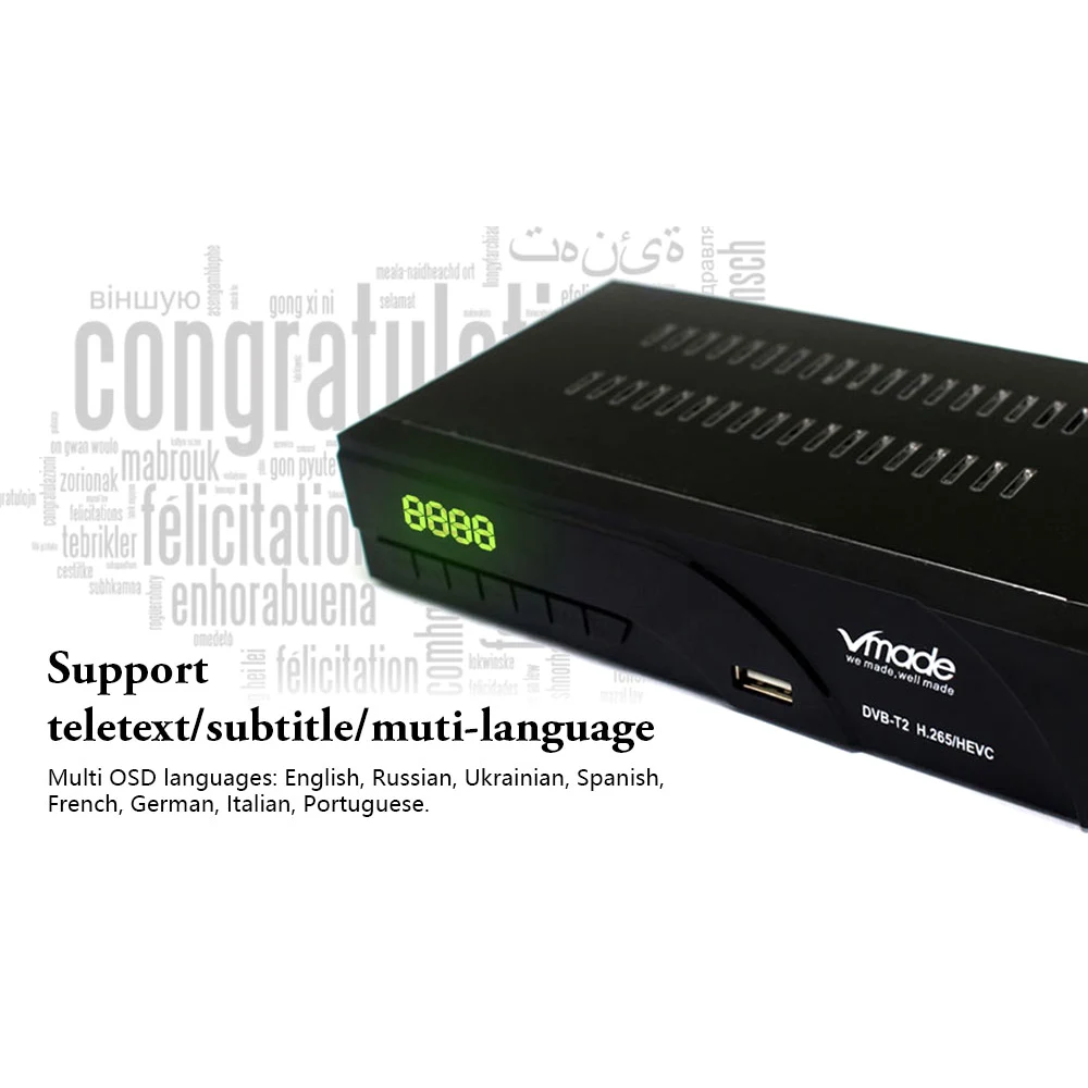 Vmade H.265 AC3 MPEG-4 DVB-T2 цифровая ТВ коробка Dvb-T2 наземный приемник Dvb T2 k6 телевизионная