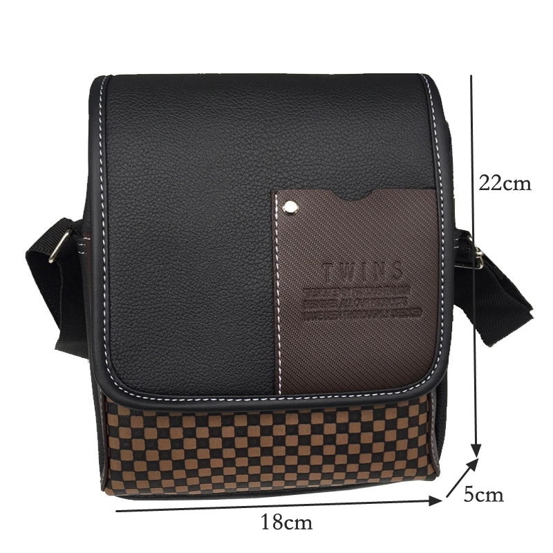 Маленькая мужская сумка через плечо плед из искусственной кожи Повседневная с