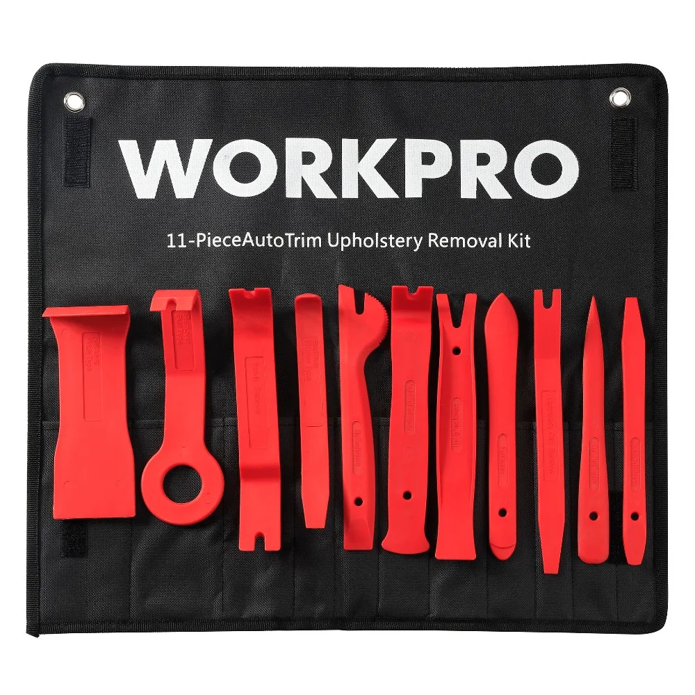 WORKPRO 11 шт., комплекты для удаления обивки автомобиля, набор штанг, авто интерьер, Радио панель, дверной зажим, оконная отделка, установка для удаления
