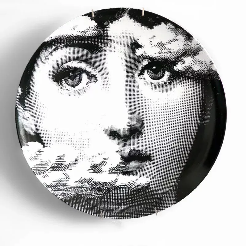 17 6/7/8/10 дюймов Милан Fornasetti тарелки декоративные настенные блюда Lina лицо арт Керамика пластина дома, отеля, студия Декорация - Цвет: 17