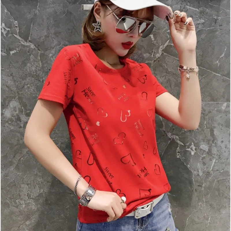 2019 новые милые с глубоким вырезом в форме сердца футболки Для женщин 100% хлопок
