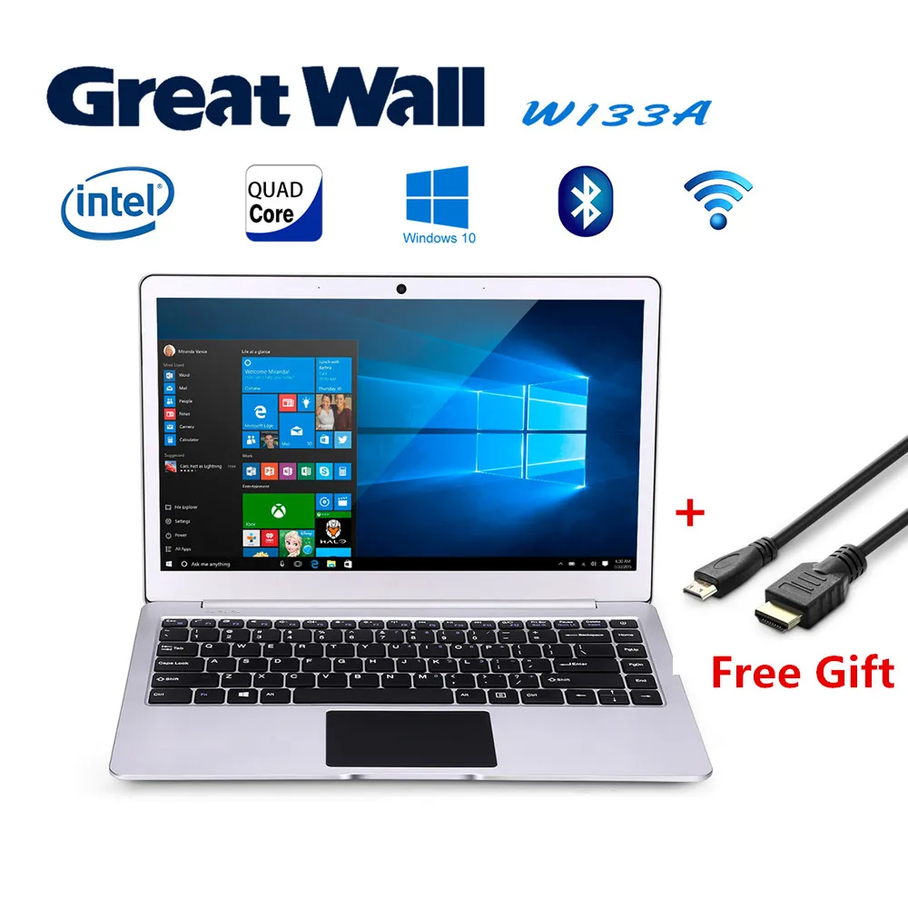 Great Wall W1333A ультратонкий ноутбук 13 3 &quotоконные рамы 10 шт. Intel Celeron N3350 2 4 ГГц Гб 64 1920*1080