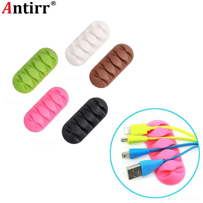 

Multipurpose 5 slot Strip Desktop phone Cable Winder Earphone clip Charger Organizer Management Wire Cord fixer Silicone Holder