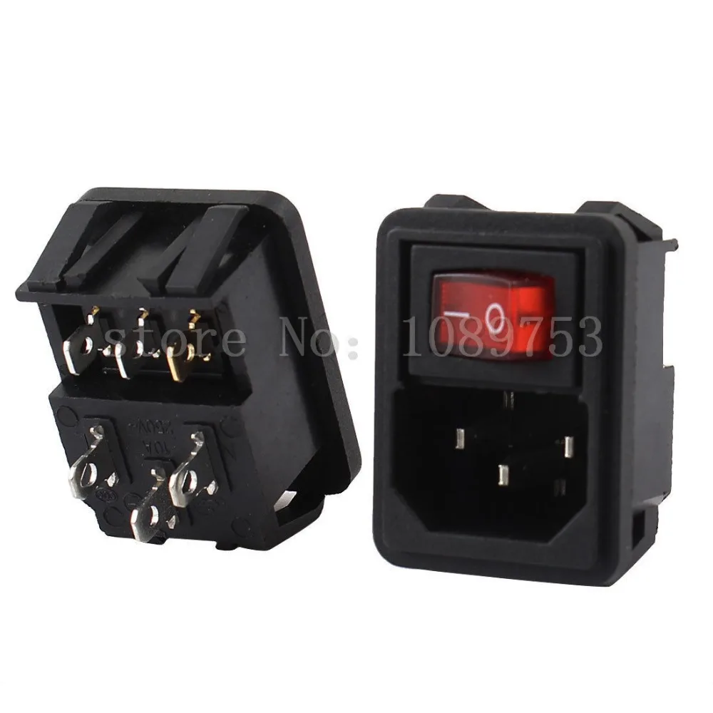 3-контактный переключатель SPST с крассветильник том IEC320 C14 электрическая розетка