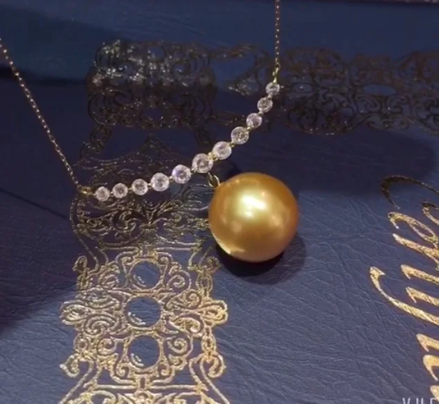 

Ожерелье с подвеской из натурального золота с жемчугом 12-13 мм, ожерелье из 18-каратного золота с бриллиантами, изящные женские ювелирные изде...
