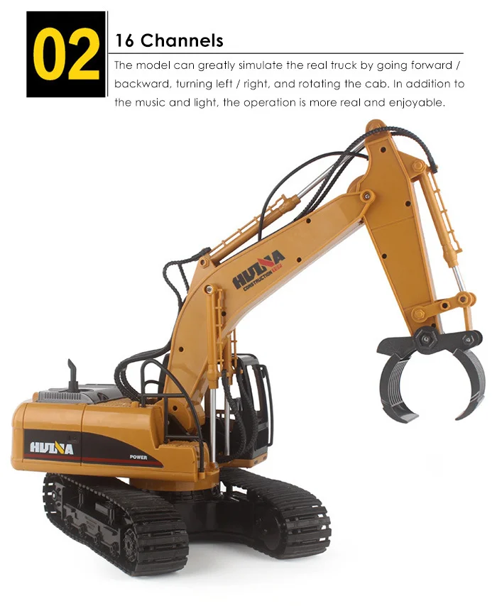HUINA 1570 16ch RC timber Metal Grab Wood 1/14 2,4G Engineering гусеничный грузовик Игрушечная машина RTR строительная машина со светом