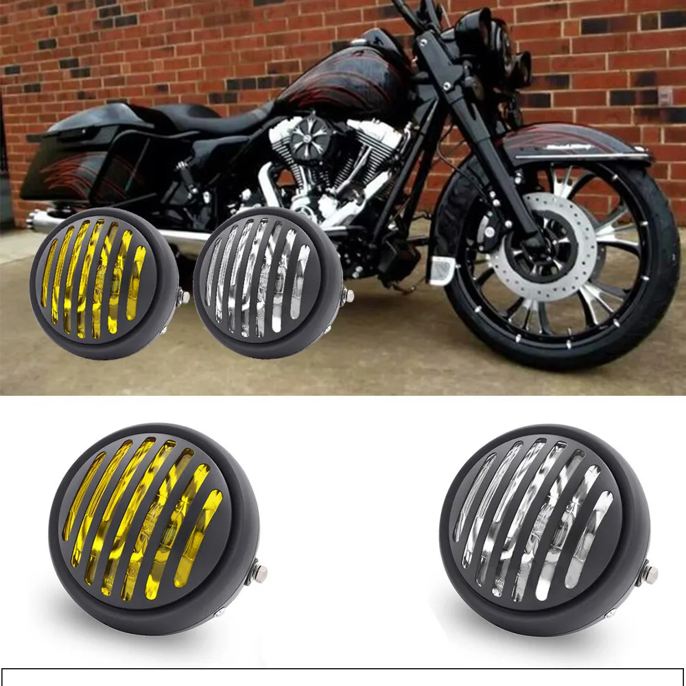 

Motorcycle Metal Retro Grill Mask Front Headlight For Harley Cafe Racer Chopper Bobber CG125 GN125 Motorcycle Headlight