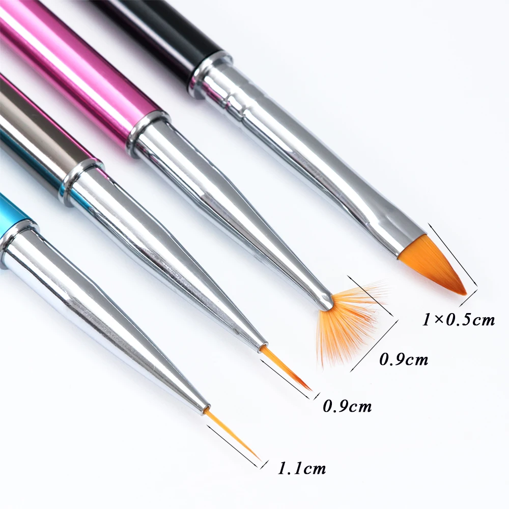 Nail Brushes Drawing Painting UV Gel Polish Flower Line Fan Flat Top Pen Builder DIY Decoration Manicure Tools Access JIP06|Кисти для