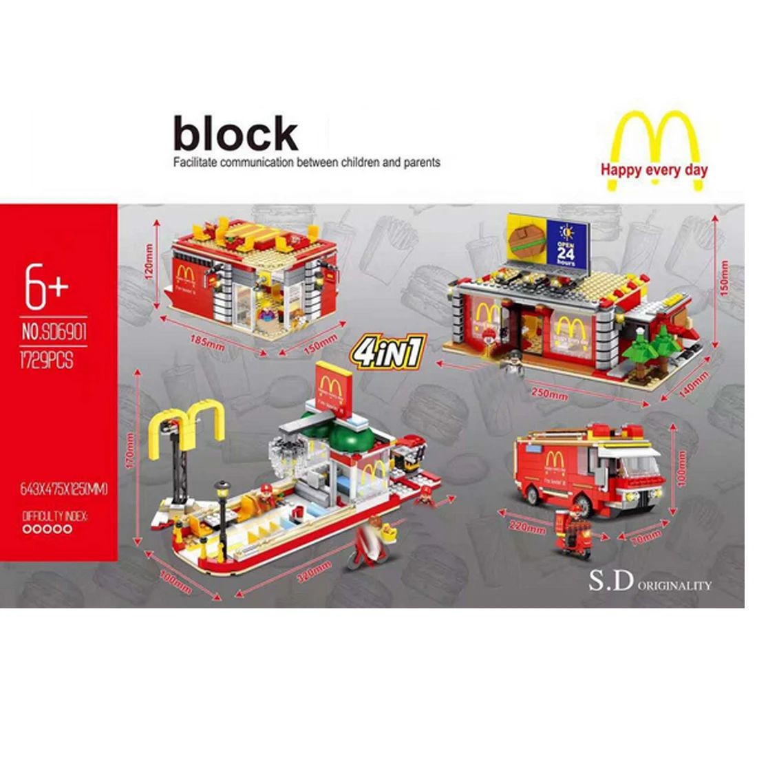 Горячие города создатели улица вид McDonald со светодиодный светильник строительные блоки MOC модель мини продавец фигуры кирпичные игрушки для детей подарок