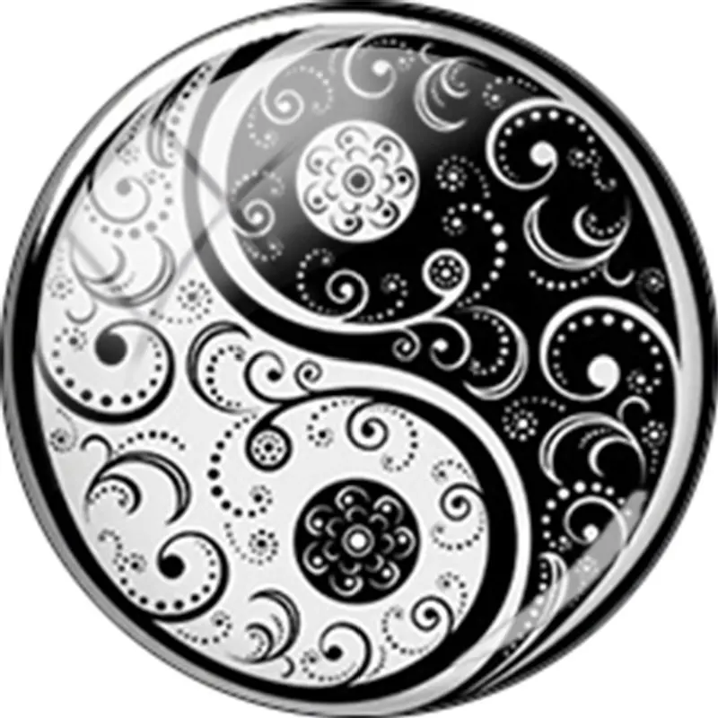 T94 JWEIJIAO Инь-Ян Йога символы сделай сам стеклянный кабошон купол невесты время драгоценные камни демонстрация плоская задняя часть изготовление находки 5 шт./лот Прямая поставка - Цвет: T94