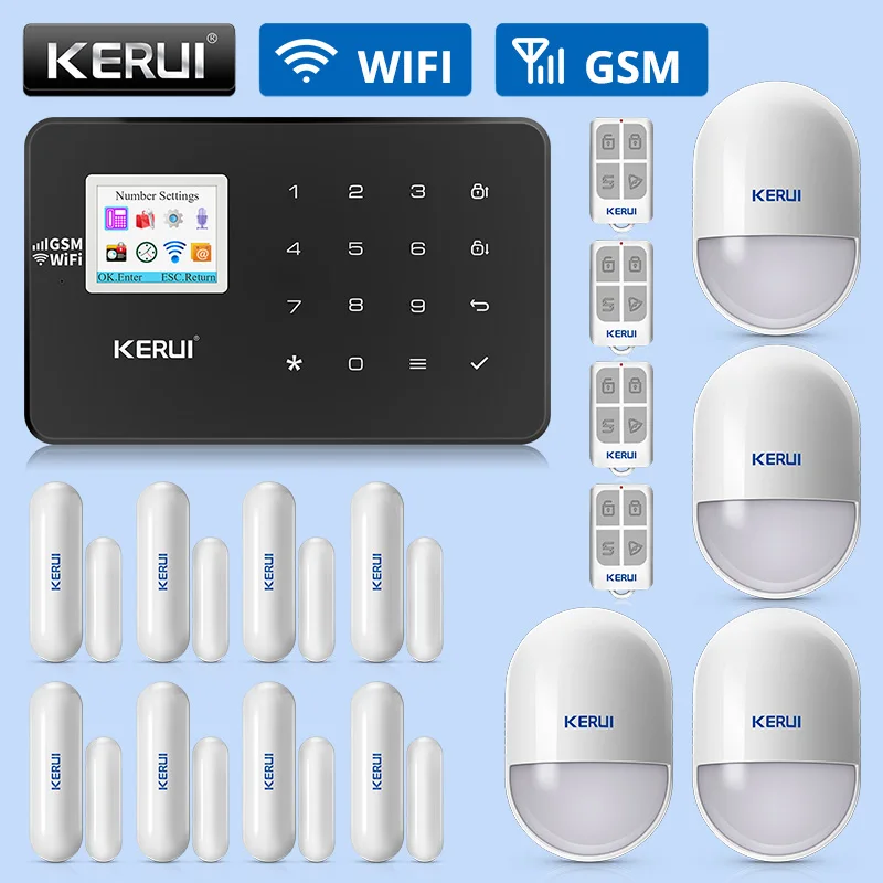 KERUI W18 беспроводная домашняя охранная сигнализация Wi-Fi GSM система приложение контроль дыма зондирование газа зондирование сигнализации устройство комбинированный комплект