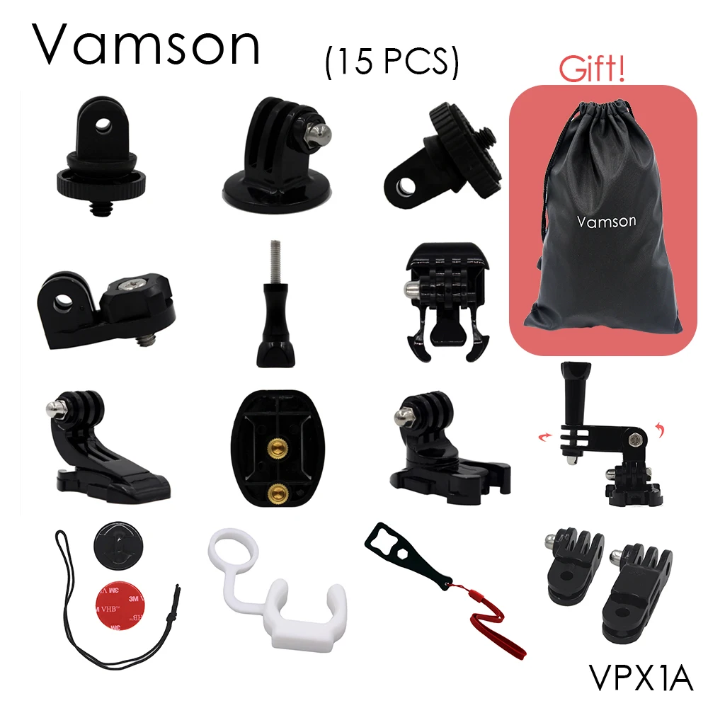 Vamson для Gopro аксессуары для камеры движения штатив винт Штатив Адаптер 1/4 Винт для Gopro 6 5 4 3+ 3 для Xiaomi для SJCAM VPX1 - Цвет: VPX1A