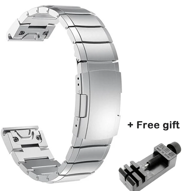 silver Из нержавеющей стали для Garmin forerunner Fenix 5 5X 5s быстрая установка металлический ремешок для часов Мода 20 мм 22 мм 26 мм ремешо - Цвет ремешка: silver