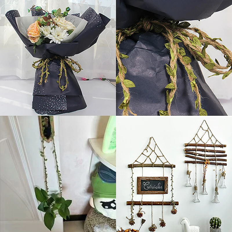 10 м зеленый лист льняная веревка Свадебная вечеринка украшения фото настенные