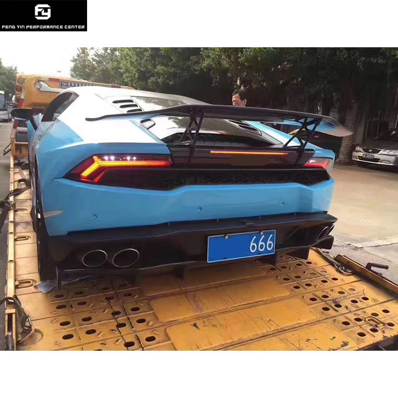 LP610 DMC Стиль углеродного волокна передний бампер сплиттеры задний диффузор боковые юбки задний спойлер для Lamborghini Huracan LP610 14-17