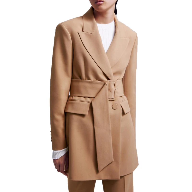 Весна 2019 повседневные хаки Женская одежда Длинный блейзер женские пальто с