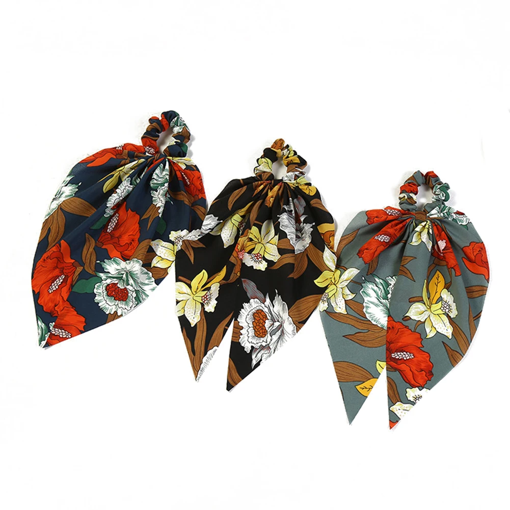 Женский бантик для волос в горошек повязка с цветами шарф хвостиком держатель