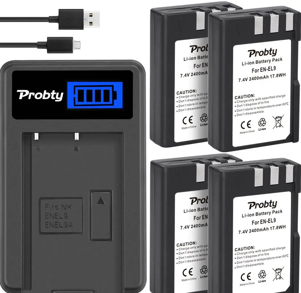 4battery and charger EN-EL9 EN-EL9a Батарея+ ЖК-дисплей Зарядное устройство для Nikon D40 D40X D60 D3000 D5000 - Цвет: 4battery and charger
