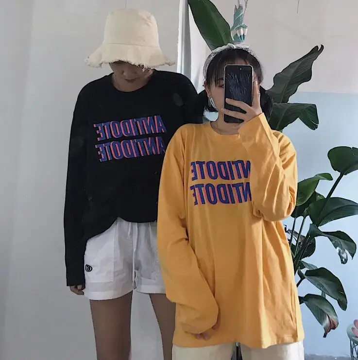 

Autumn women's loose letter long-sleeved T-shirt