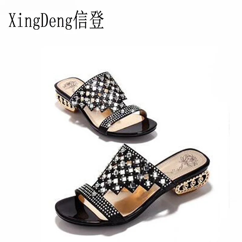 Женские летние туфли XingDeng на квадратном каблуке женские модные гладиаторы