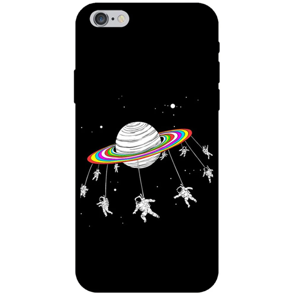 Мода милый мультфильм черное небо для iPhone 6 6S Plus Мягкие силиконовые ТПУ Iphone x 7 8