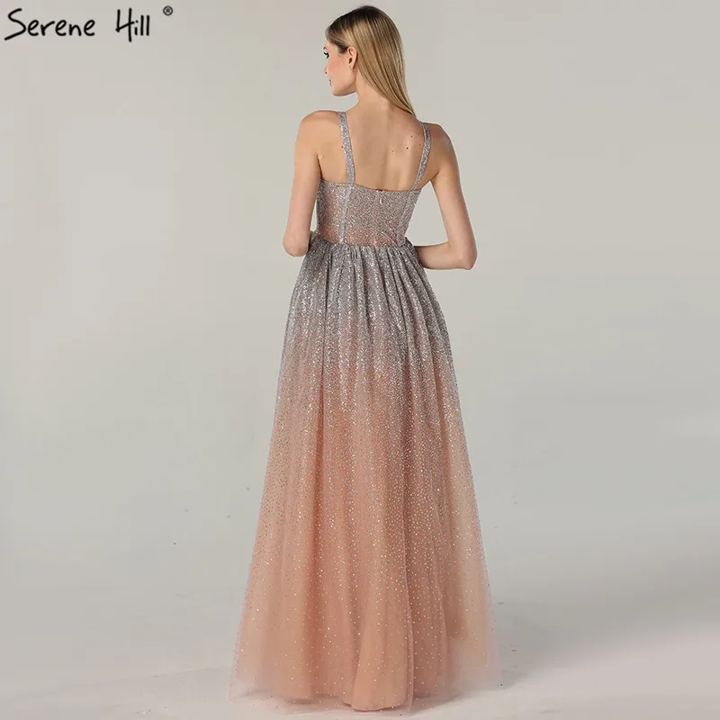 Pink Glitter Sleeveless Beach Tulle Evening Dresses 2021 Thin Shoulder Strap Sexy Fashion Formal Gowns LA6343 | Свадьбы и торжества