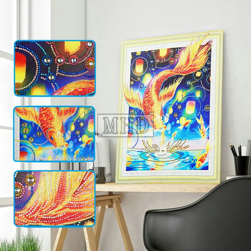 

5D special shape diamond painting fish part rhinestone mosaic animal 3d diamond embroidery 40x50cm home decoration