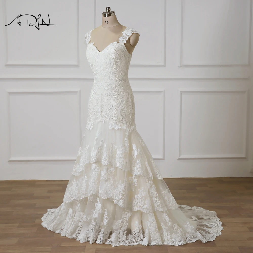 Очаровательные кружевные свадебные платья русалки на заказ многоуровневый