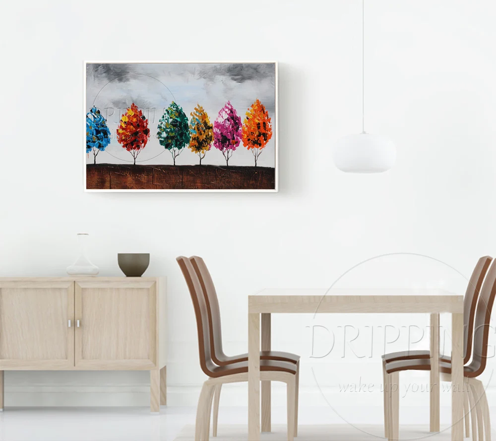 Картина маслом на стену с изображением дерева для гостиной | Дом и сад