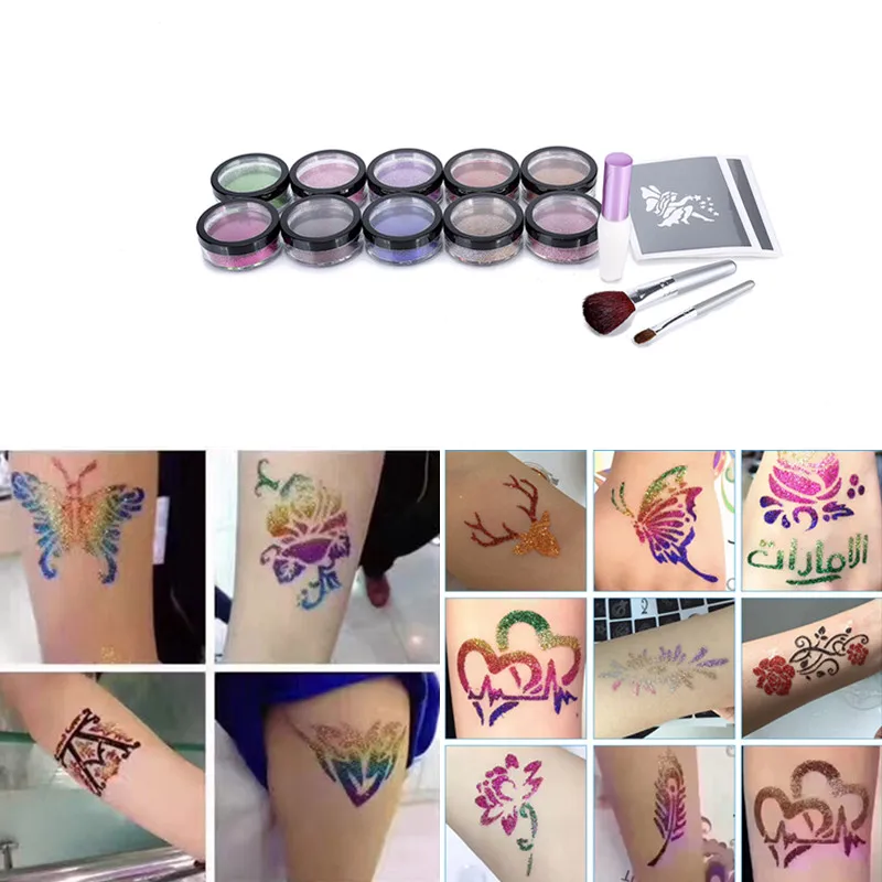 10 видов цветов партия краска для тела на Хэллоуин временное мерцание искусство