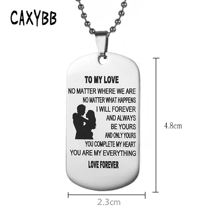 Ожерелье из нержавеющей стали Caxyb to my love пара кулон с биркой для собак подвеска
