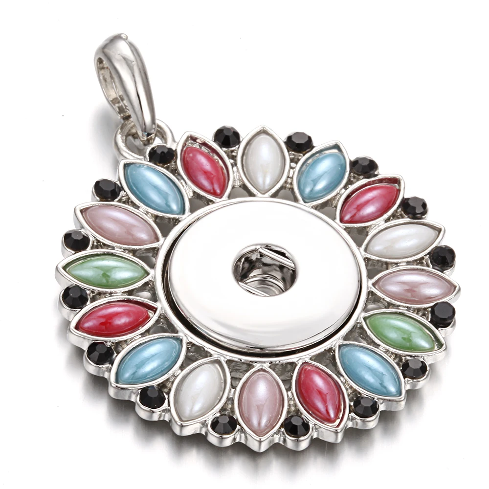 Новый кулон с кнопкой 18 мм оснастки ювелирные изделия кристалл ожерелье без цепи