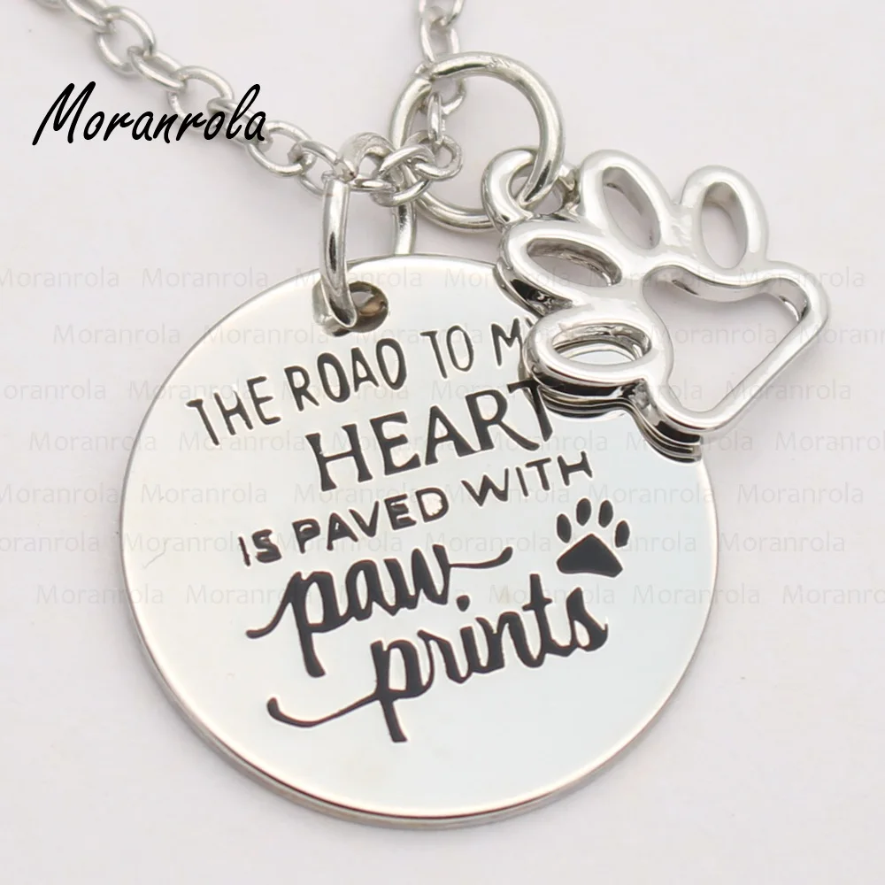 new arrive &quotThe Road to My Heart is Paved with Paw Prints &quotNecklace &ampkeychain charm Dog paw Gift For lover | Украшения и