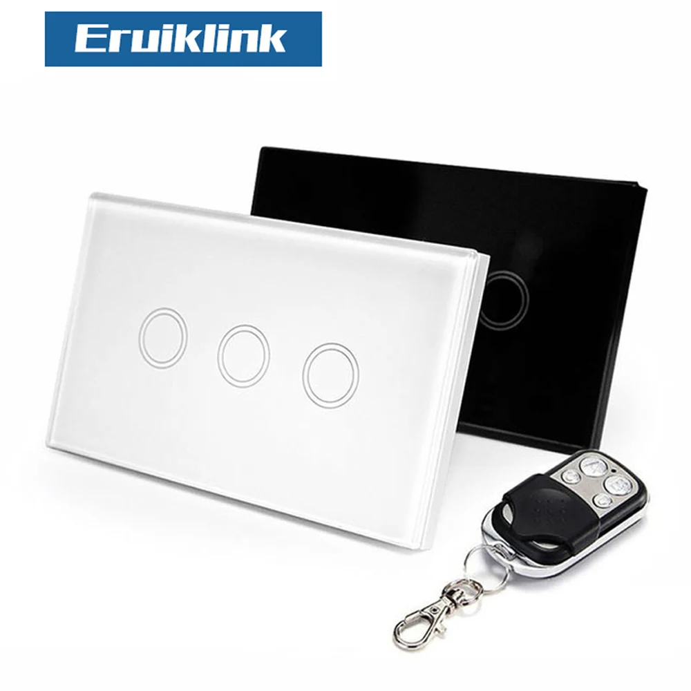Умный настенный выключатель Eruiklink стандарт США 3 клавиши 1 канал RF433 беспроводной