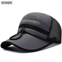 siloqin adjustable size breathable mesh baseball caps for men women snapback cap wind rope fixed mens cap womens embroider hat