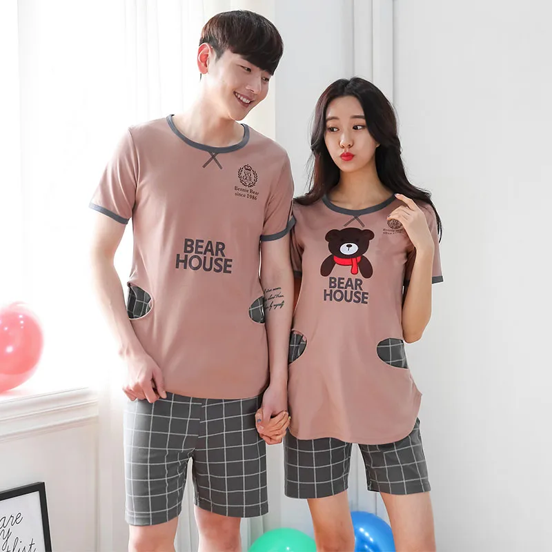 Бесплатная доставка новинка 2018 пижамный комплект для влюбленных летние женские